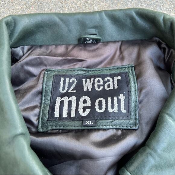 Vintage Golds Gym leather bomber varsity jacket yellow gold and green - Picture 6 of 10